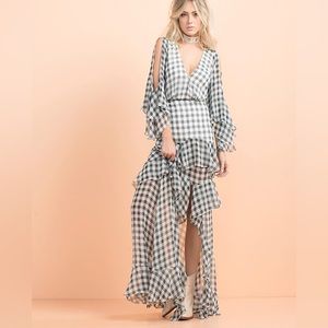 Iorane Black & White Plaid Maxi Dress